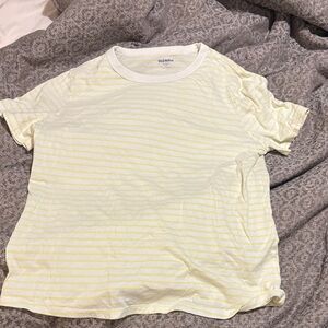 Old Navy Light Yellow Striped Tee
